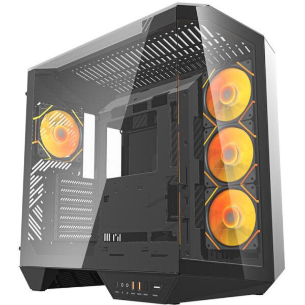 Darkflash DY470 számítógépház (fekete) + 4 ventilátor + GPU konzol (DY470 FANS+HOLDER BL)